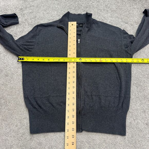 Boss Hugo Boss Full Zip Cardigan Sweater Mens Small Charcoal Gray Mock Cotton - Picture 11 of 15